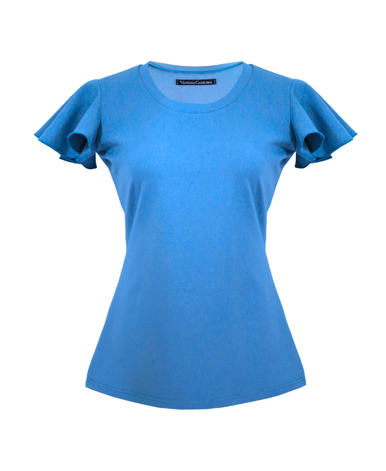 Top with flutter sleeves