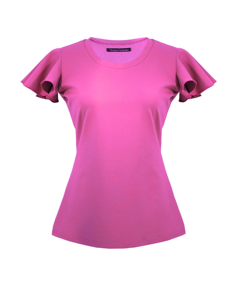 Top with flutter sleeves