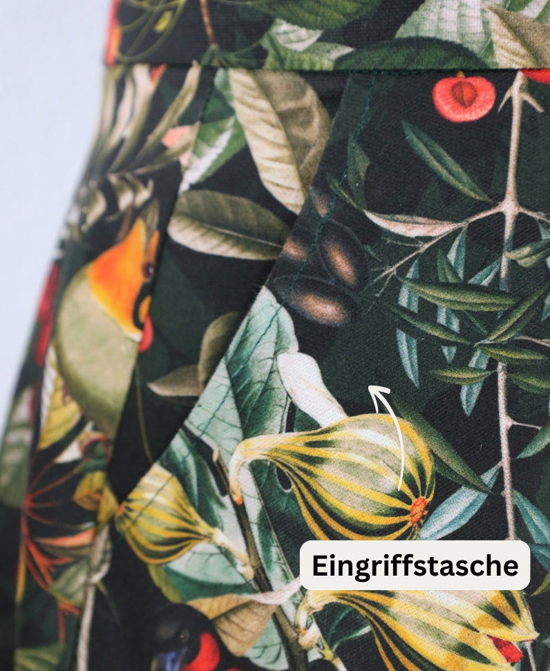 Midirock Birds schwarz mit Taschen