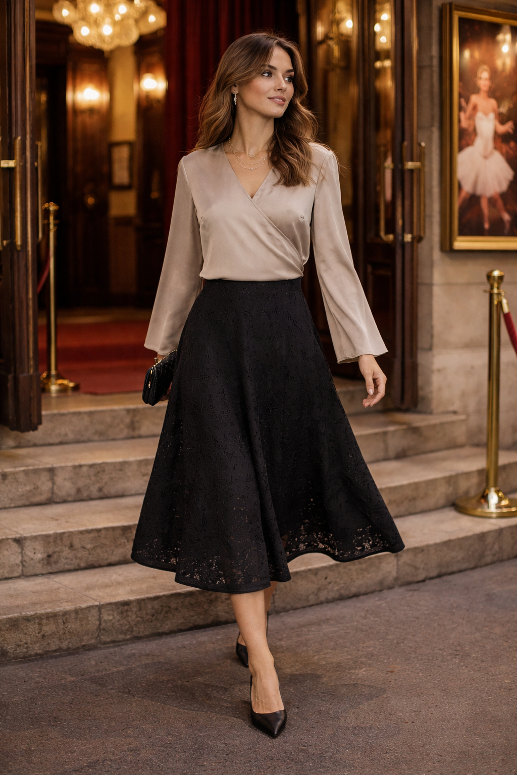 Bluse Kimono Champagner