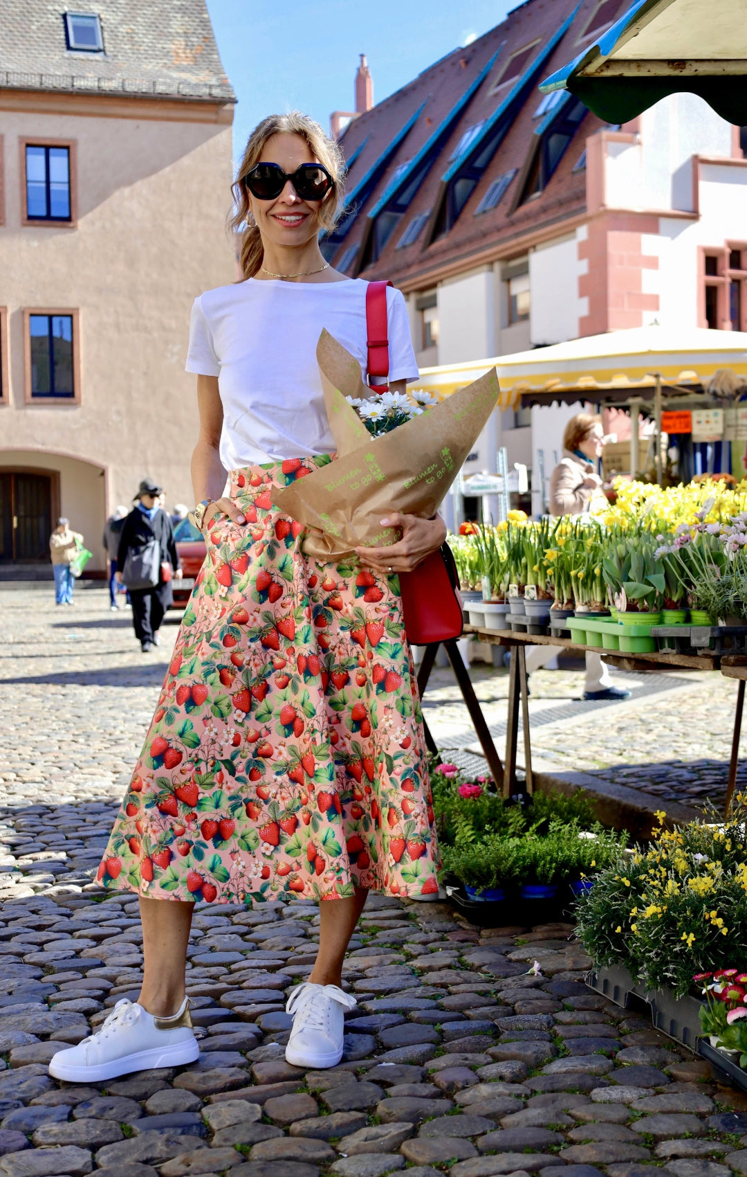Midirock Fragole Rosa mit Taschen