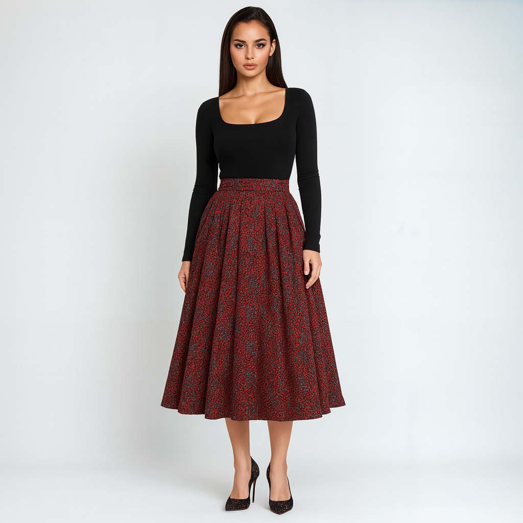 Gonna midi in lana di lama e seta.