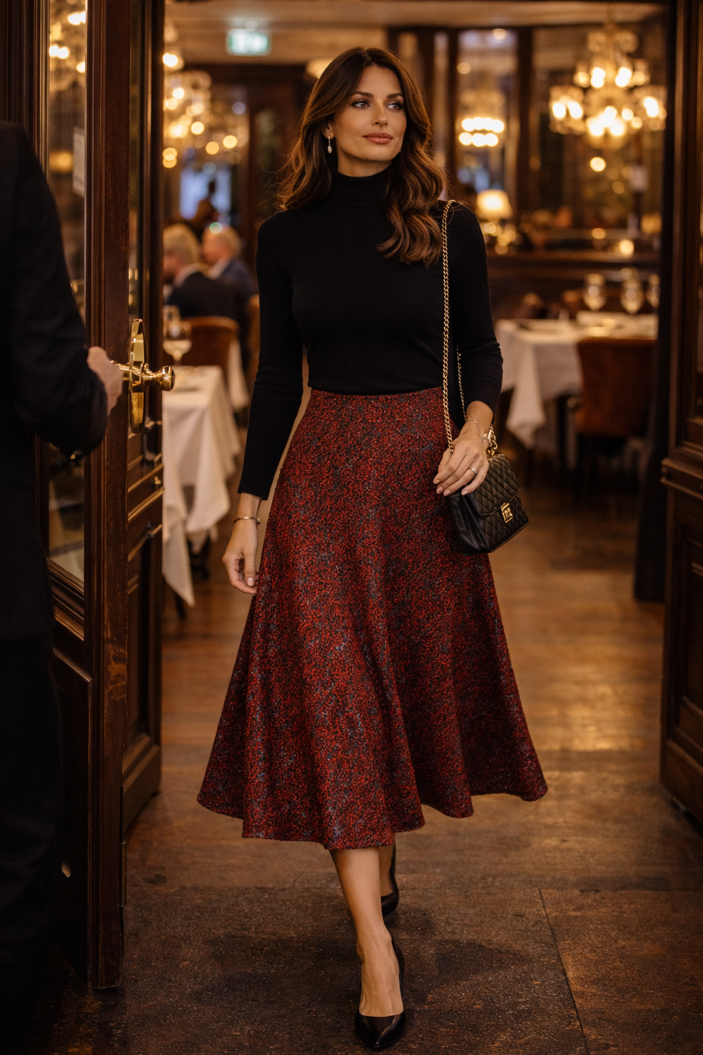 Midirock aus Lamawolle und Seide