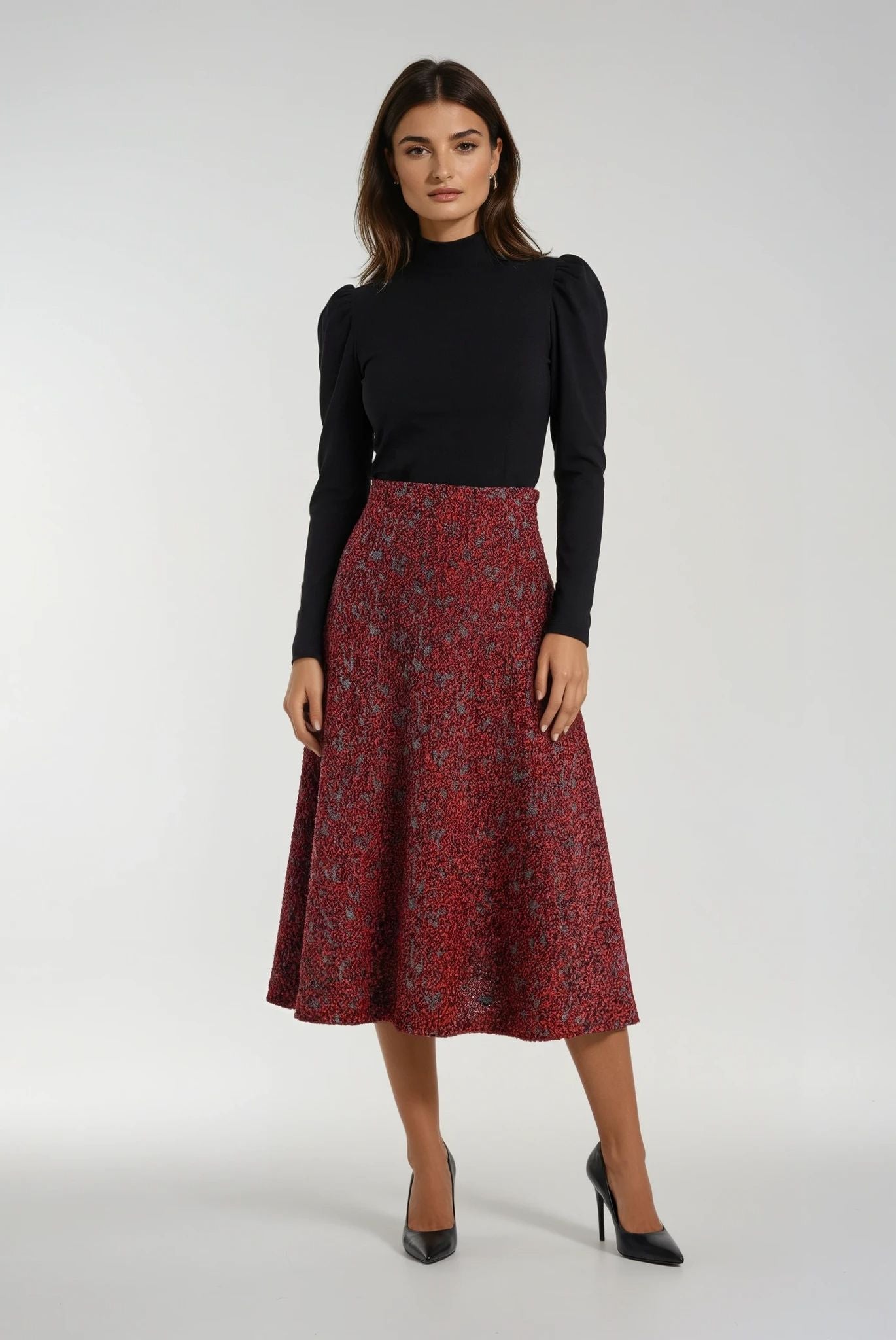 Midirock aus Lamawolle und Seide