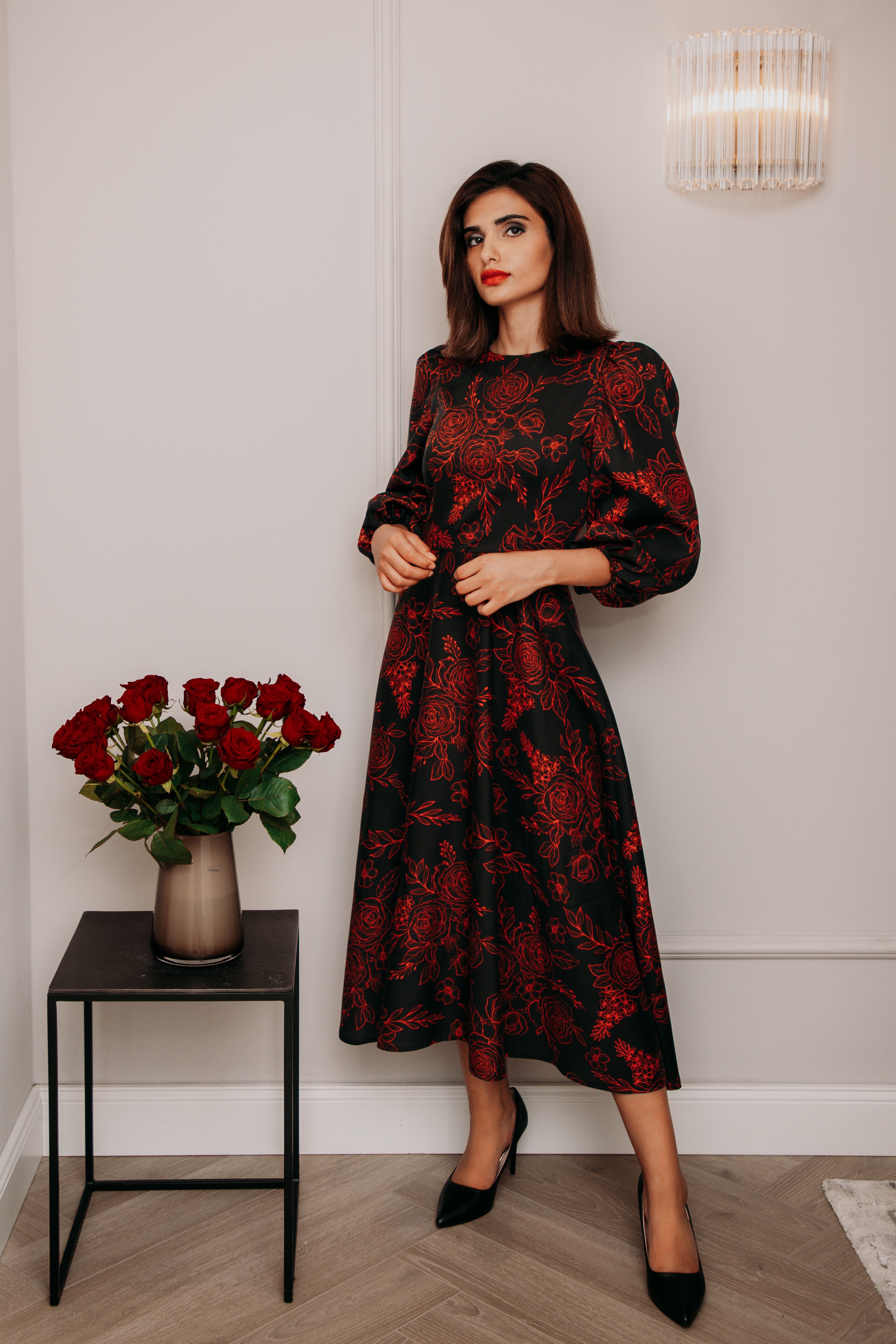 Midikleid Rosen